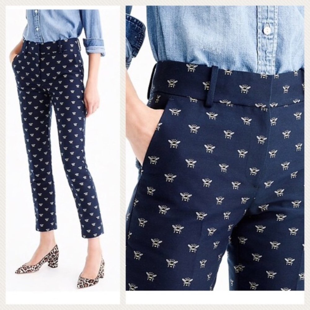 J Crew Bee Jacquard Navy Pants 2P